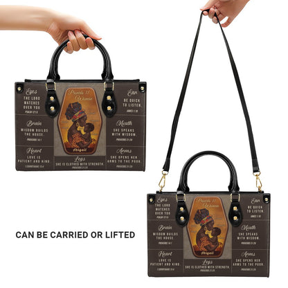 Personalized Proverbs 31 Woman Leather Handbag | ChristianArtBag Custom Faith-Based Purse
