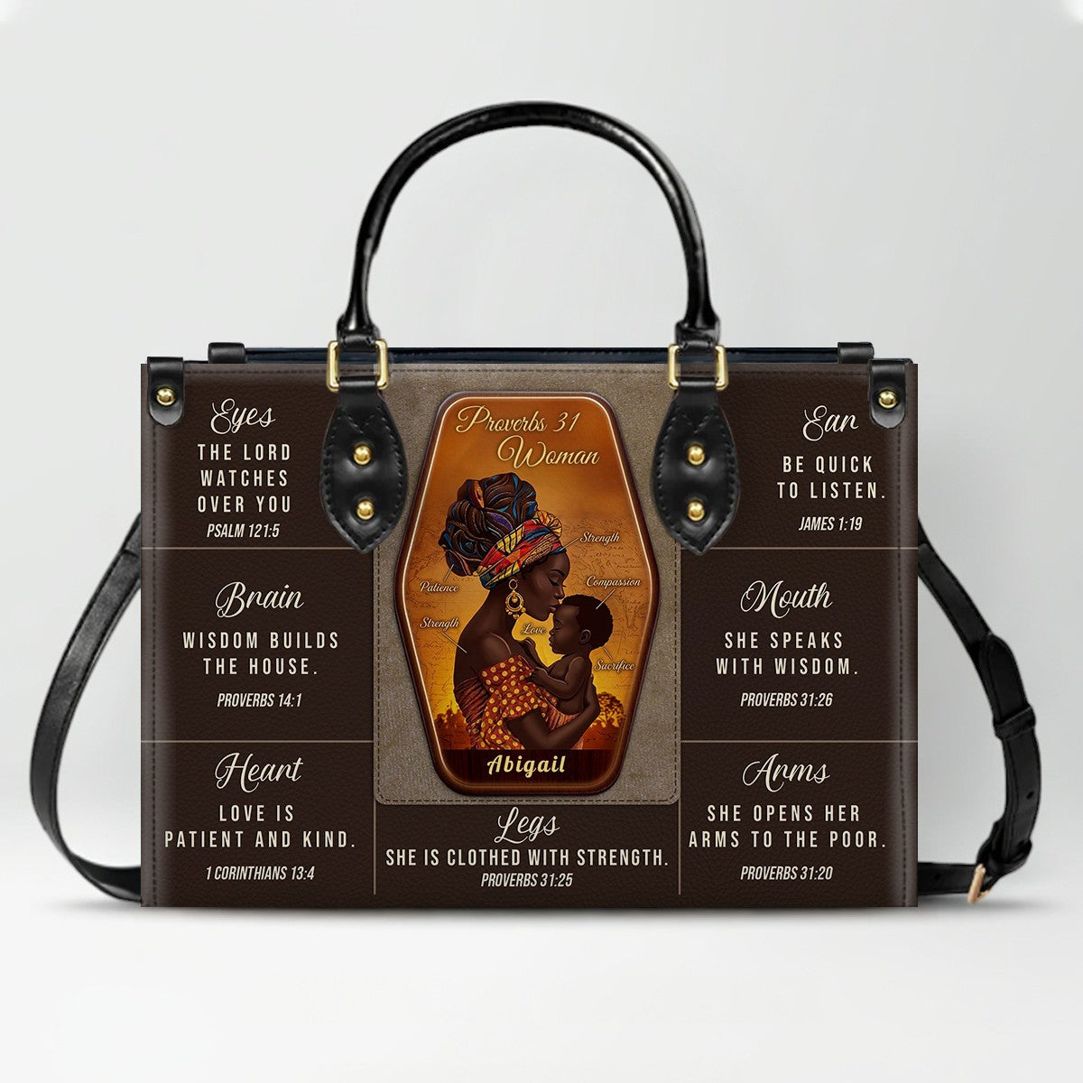 Personalized Proverbs 31 Woman Leather Handbag | ChristianArtBag Custom Faith-Based Purse