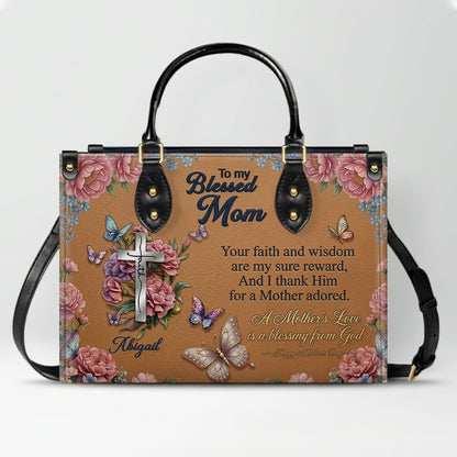 CHRISTIANARTBAG | Personalized Leather Handbag - Blessed Mother Edition - Custom Name & Faith Design CAB14626