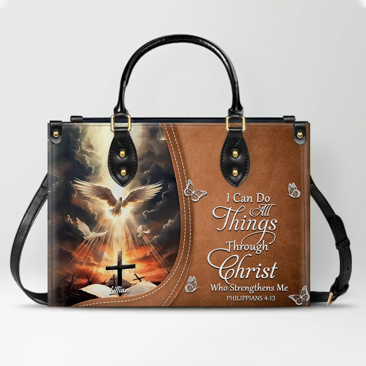 Personalized Leather Handbag with Christian Bible Verse – Faith-Inspired Gift for Women | CHRISTIANARTBAG CAB011225