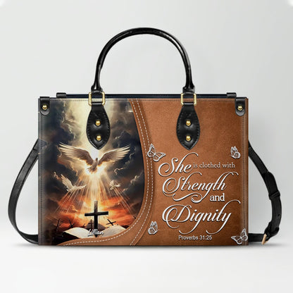 Personalized Leather Handbag with Christian Bible Verse – Faith-Inspired Gift for Women | CHRISTIANARTBAG CAB011225