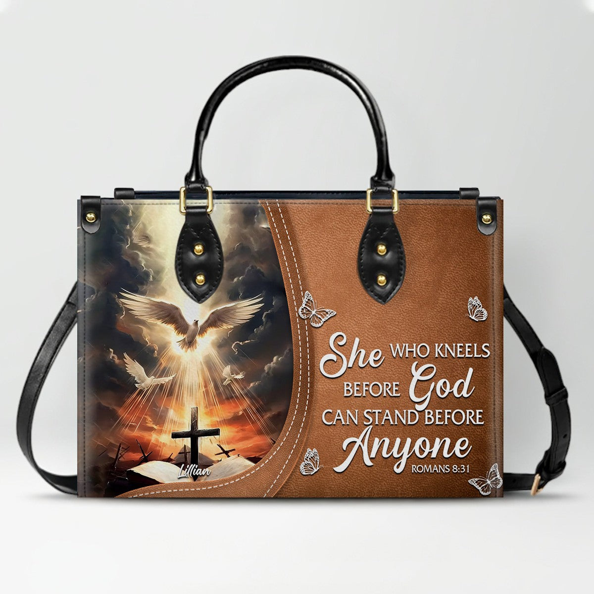 Personalized Leather Handbag with Christian Bible Verse – Faith-Inspired Gift for Women | CHRISTIANARTBAG CAB011225