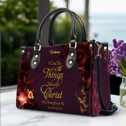 Personalized Christian Leather Handbag with Bible Verse – Custom Name Faith Gift for Women | CHRISTIANARTBAG CAB010126