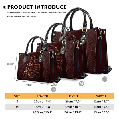 Personalized Leather Handbag for Christian Women - Custom Name, Skin Tone & Color "She Is" Affirmation Tote Bag | CHRISTIANARTBAG 01080326