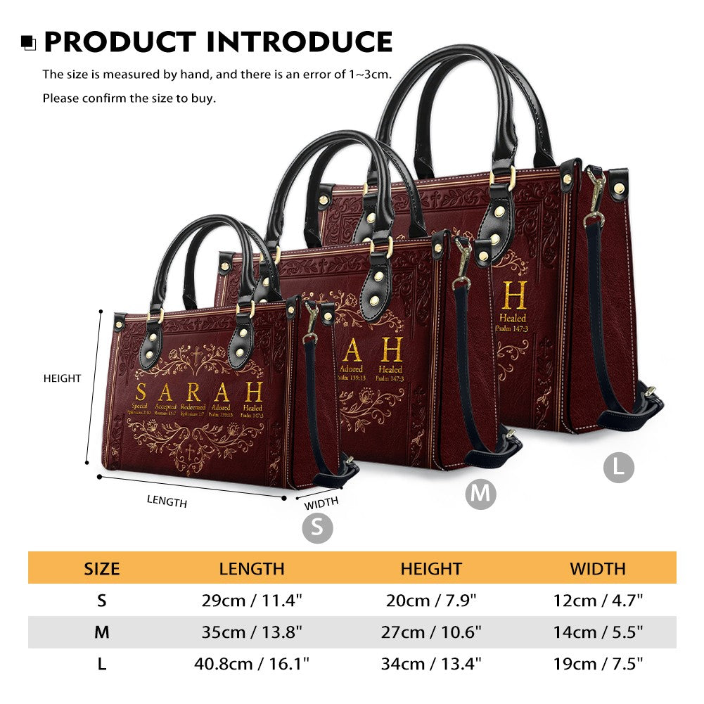 CHRISTIANARTBAG Personalized Name Meaning Bible Verse Leather Handbag - Custom Christian Acrostic Name Tote Bag for Women - CAB01101526