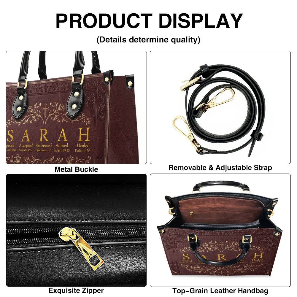 CHRISTIANARTBAG Personalized Name Meaning Bible Verse Leather Handbag - Custom Christian Acrostic Name Tote Bag for Women - CAB01101526
