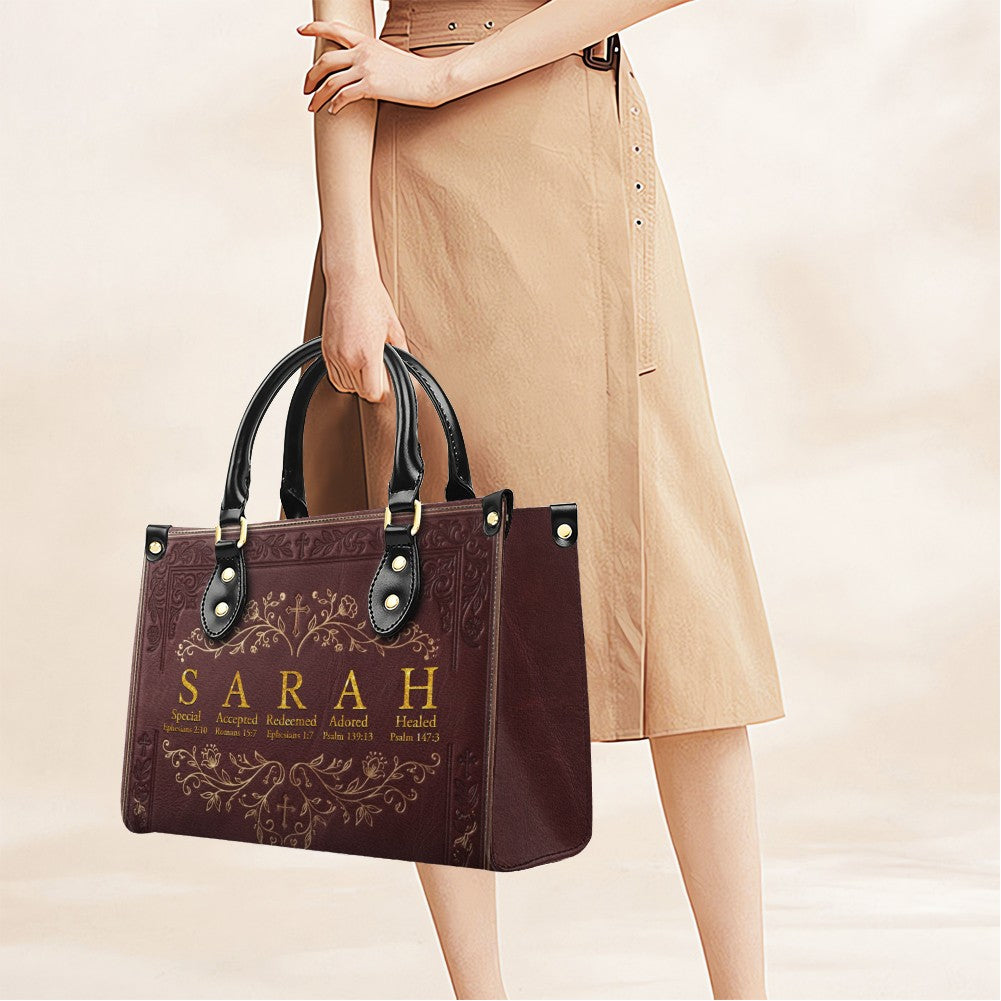 CHRISTIANARTBAG Personalized Name Meaning Bible Verse Leather Handbag - Custom Christian Acrostic Name Tote Bag for Women - CAB01101526