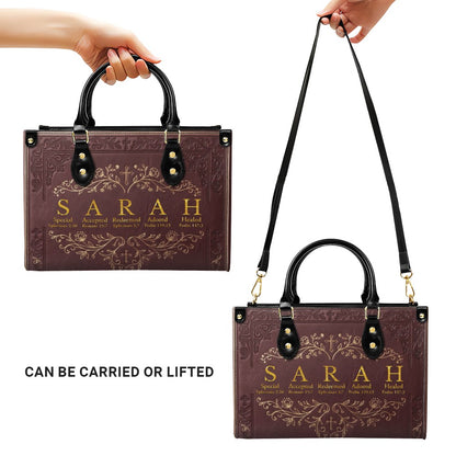 CHRISTIANARTBAG Personalized Name Meaning Bible Verse Leather Handbag - Custom Christian Acrostic Name Tote Bag for Women - CAB01101526