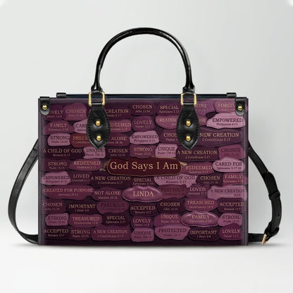 Personalized Leather Handbag - God Says I Am Christian Purse | CHRISTIANARTBAG 01080526