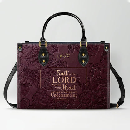 Personalized Bible Verse Leather Handbag - Custom Name Christian Tote Bag | CHRISTIANARTBAG 01080626