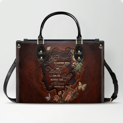 CHRISTIANARTBAG Personalized Leather Handbag - Custom Proverbs 31 in Burgundy - CAB0171326