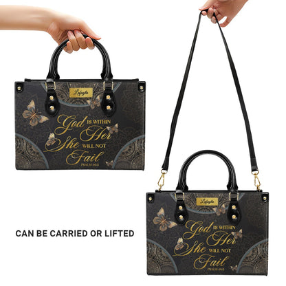 Personalized Leather Handbag for Women - Custom Bible Verse Tote Bag - Christian Gift with Butterfly & Mandala Design - CHRISTIANARTBAG CAB14926