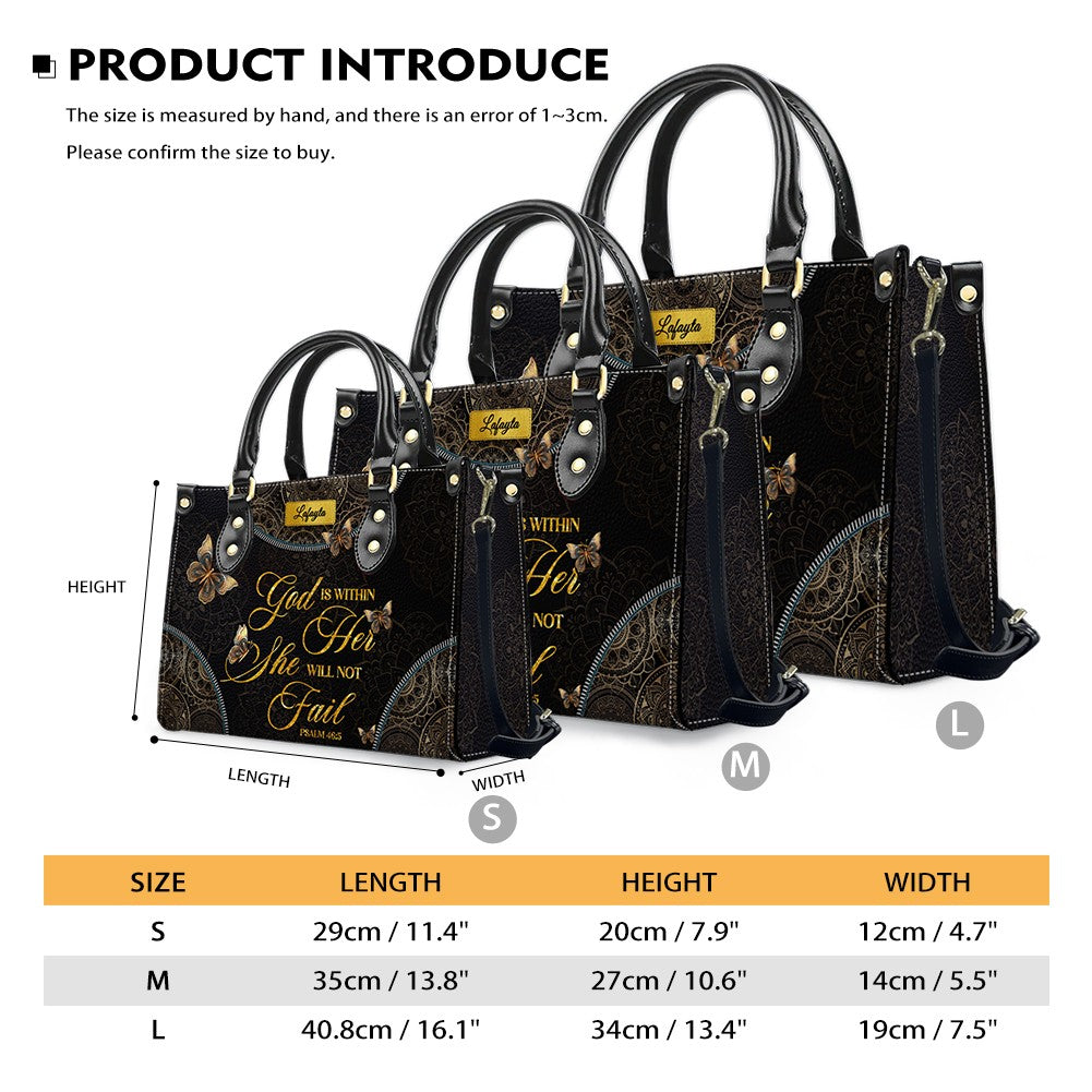 Personalized Leather Handbag for Women - Custom Bible Verse Tote Bag - Christian Gift with Butterfly & Mandala Design - CHRISTIANARTBAG CAB14926