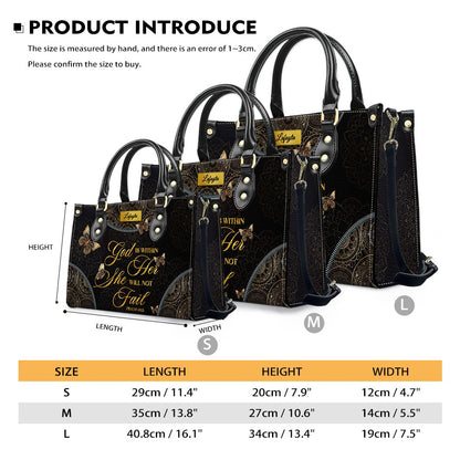 Personalized Leather Handbag for Women - Custom Bible Verse Tote Bag - Christian Gift with Butterfly & Mandala Design - CHRISTIANARTBAG CAB14926