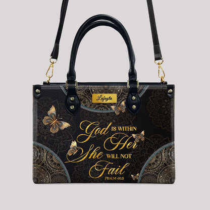 Personalized Leather Handbag for Women - Custom Bible Verse Tote Bag - Christian Gift with Butterfly & Mandala Design - CHRISTIANARTBAG CAB14926