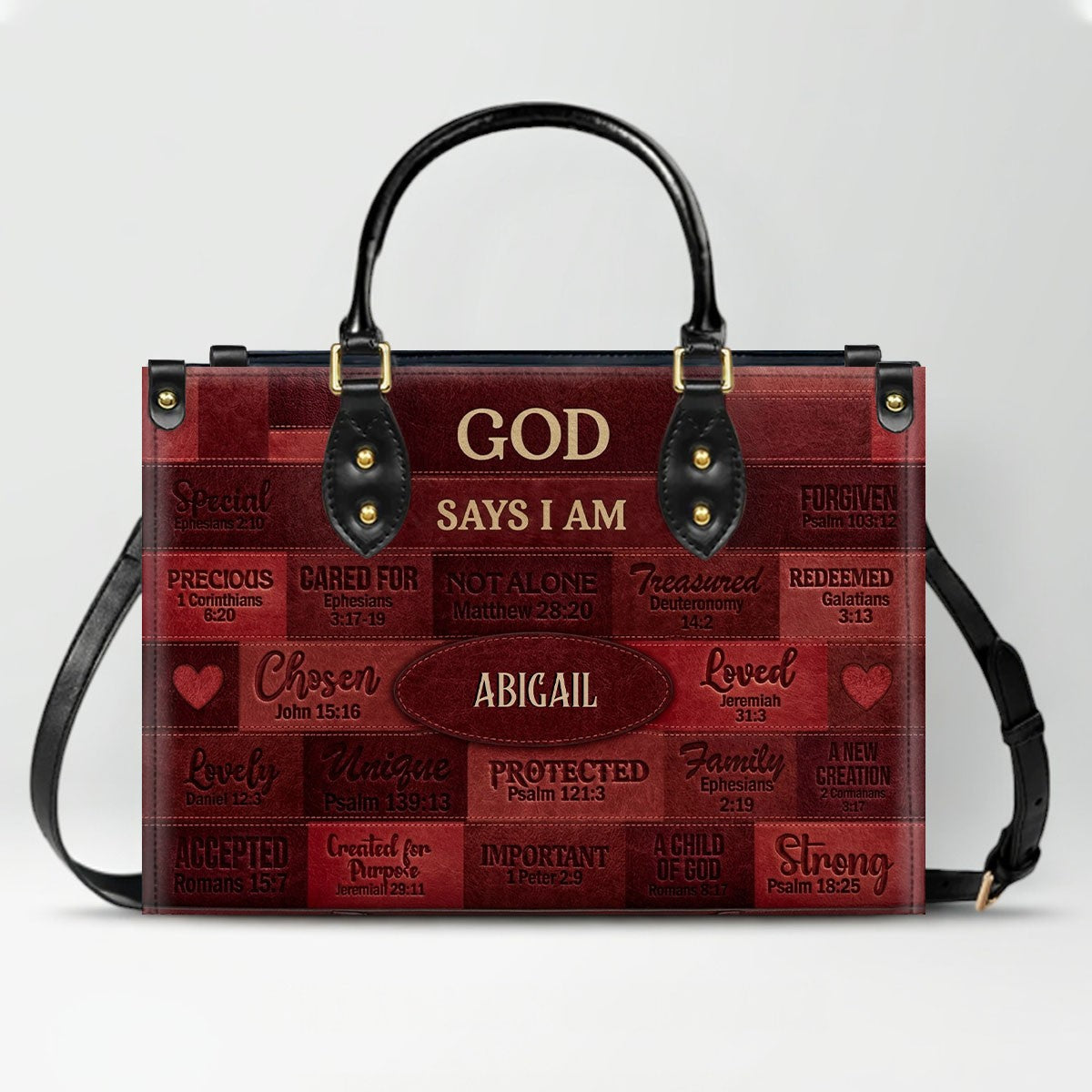 Christian Art Bag God Says I Am Personalized Handbag | Custom Scripture Leather Tote & Purse Set | Faith Based Religious Gifts for Her CAB01062626