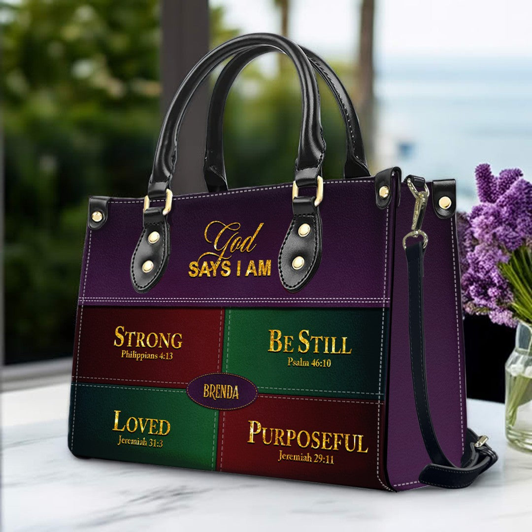 Personalized Leather Handbag for Christian Women – Custom Name & Color | CHRISTIANARTBAG CAB111425