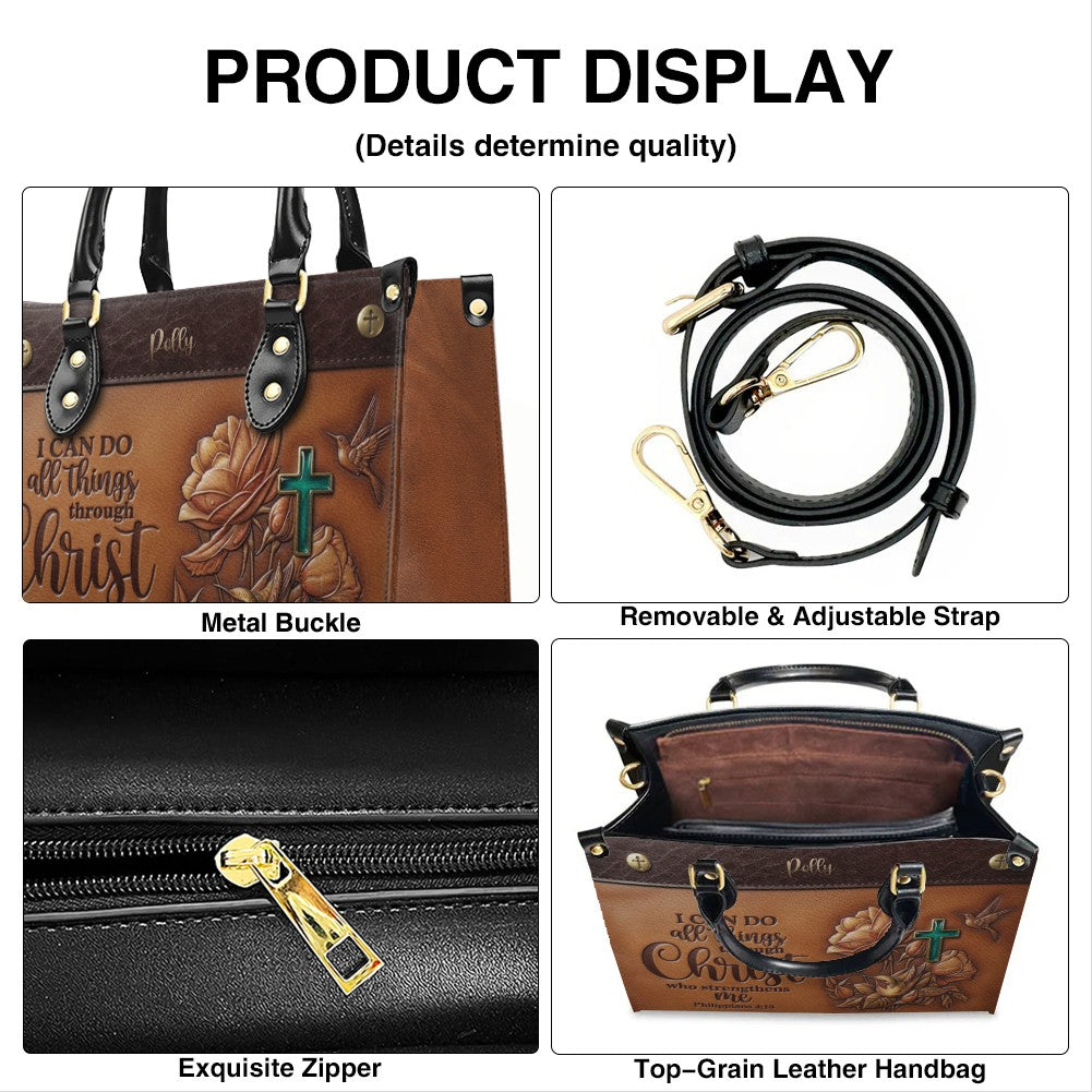 Custom Name Christian Leather Handbag & Wallet Set - Personalized Bible Verse Tote Bag | CHRISTIANARTBAG 01072726