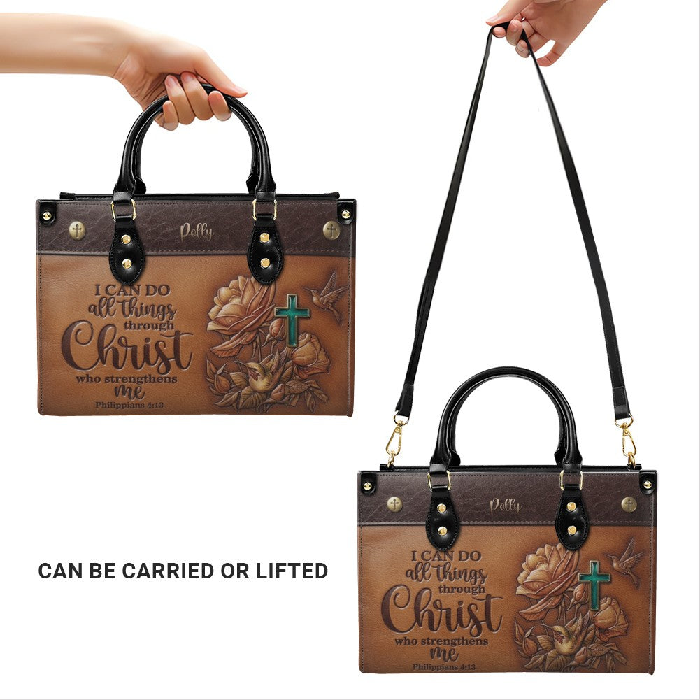 Custom Name Christian Leather Handbag & Wallet Set - Personalized Bible Verse Tote Bag | CHRISTIANARTBAG 01072726