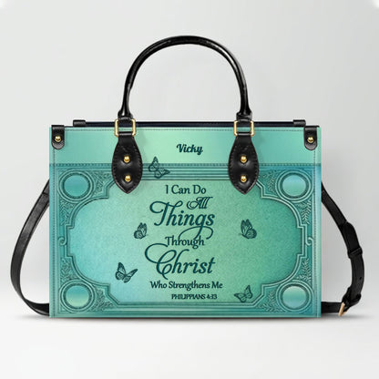 "I Can Do All Things" Inspirational Leather Bag & Wallet Set - Personalized Religious Gift - CHRISTIANARTBAG CAB0142326