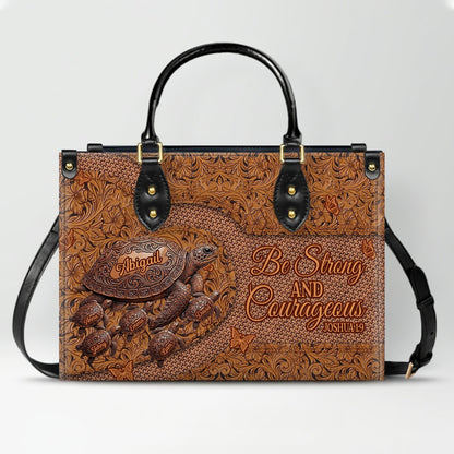 CHRISTIANARTBAG | Personalized Leather Handbag with Custom Names & Bible Verse - Western Tooled Turtle Design CAB0141626