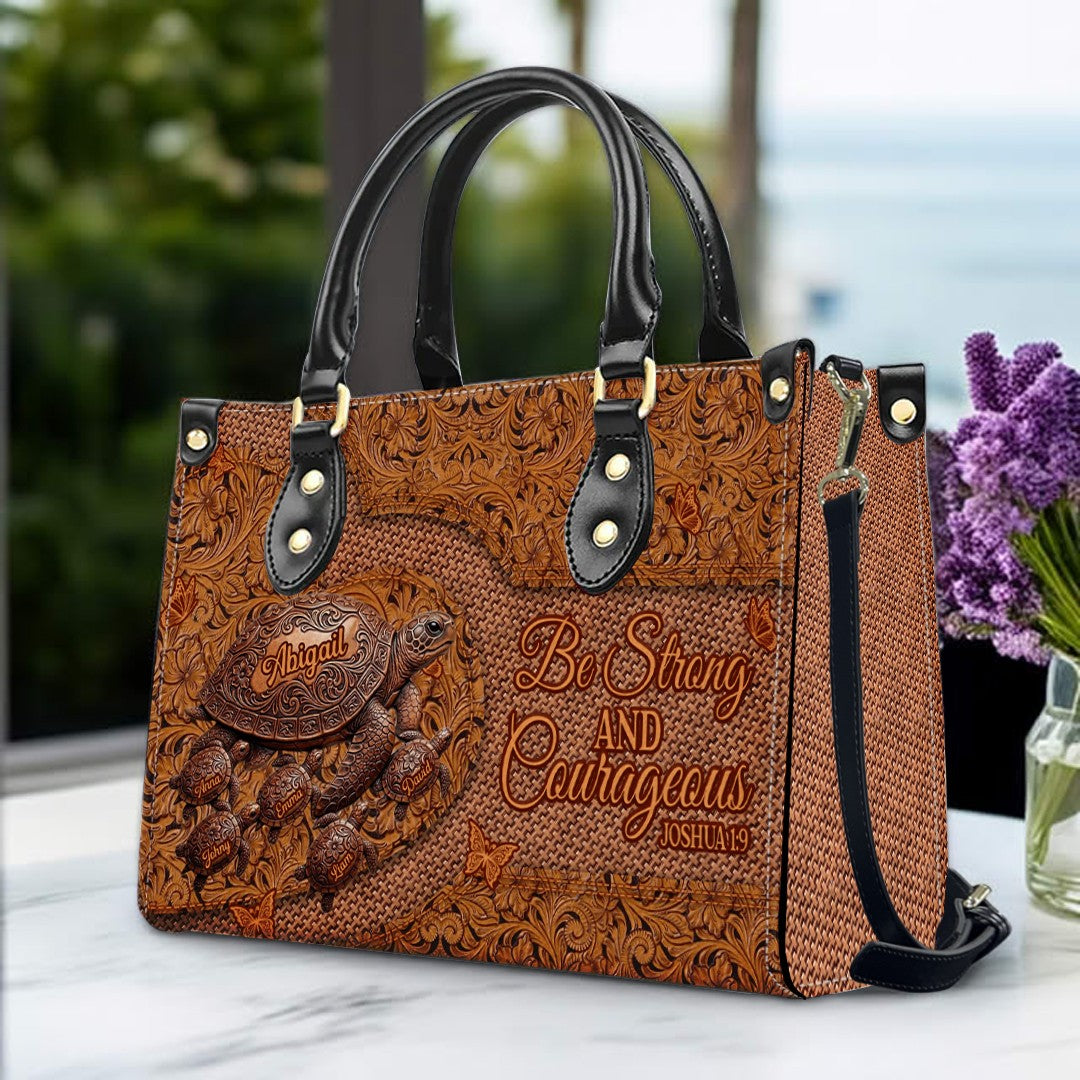 CHRISTIANARTBAG | Personalized Leather Handbag with Custom Names & Bible Verse - Western Tooled Turtle Design CAB0141626