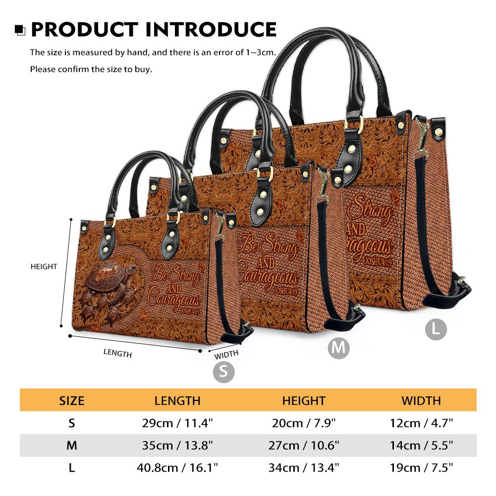 CHRISTIANARTBAG | Personalized Leather Handbag with Custom Names & Bible Verse - Western Tooled Turtle Design CAB0141626