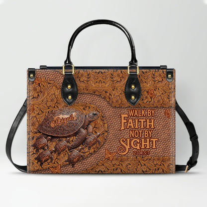 CHRISTIANARTBAG | Personalized Leather Handbag with Custom Names & Bible Verse - Western Tooled Turtle Design CAB0141626