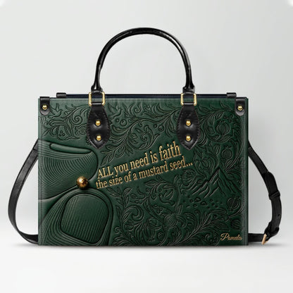 Personalized Leather Handbag "Faith as a Mustard Seed" | CHRISTIANARTBAG 02080526