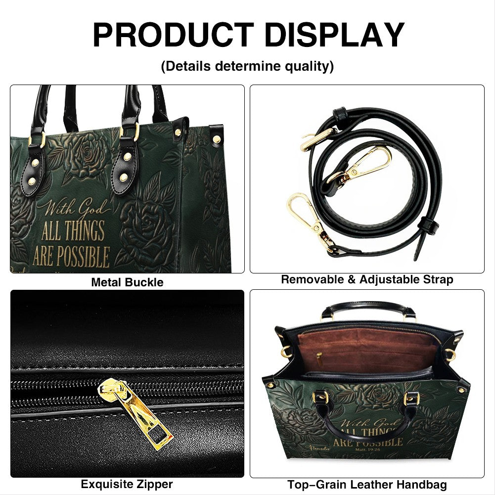 Personalized Leather Handbag with Bible Verse "With God All Things Are Possible" | CHRISTIANARTBAG 01073026