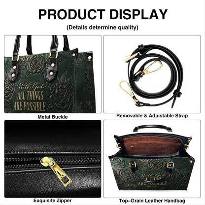 Personalized Leather Handbag with Bible Verse "With God All Things Are Possible" | CHRISTIANARTBAG 01073026