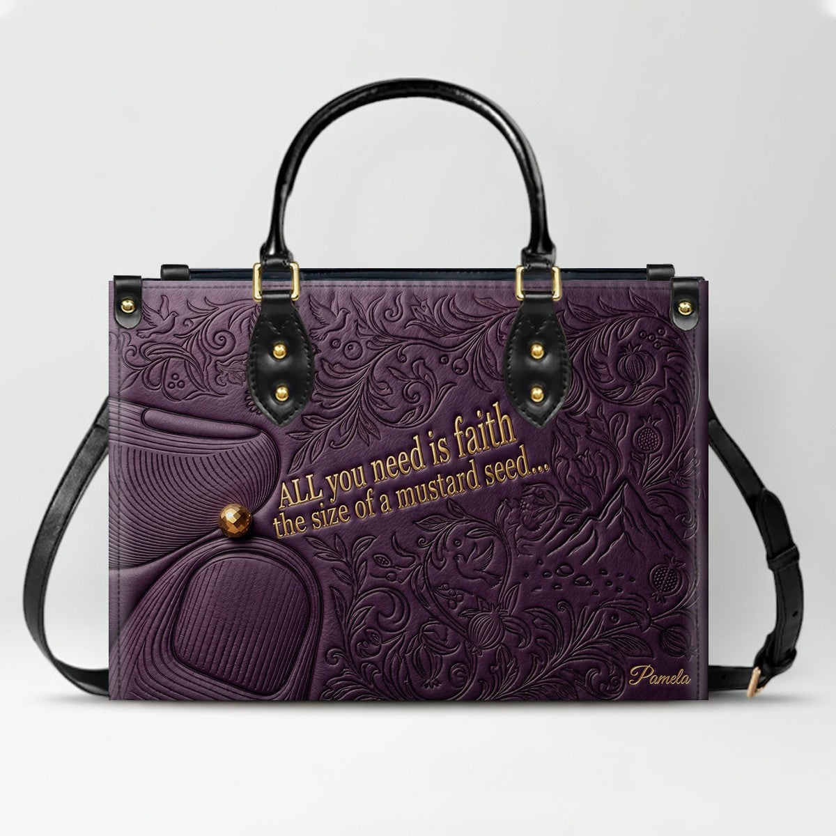 Personalized Leather Handbag "Faith as a Mustard Seed" | CHRISTIANARTBAG 02080526