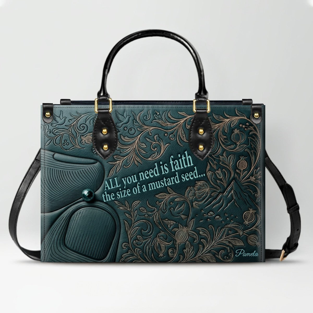 Personalized Leather Handbag "Faith as a Mustard Seed" | CHRISTIANARTBAG 02080526