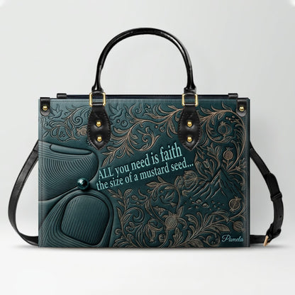 Personalized Leather Handbag "Faith as a Mustard Seed" | CHRISTIANARTBAG 02080526