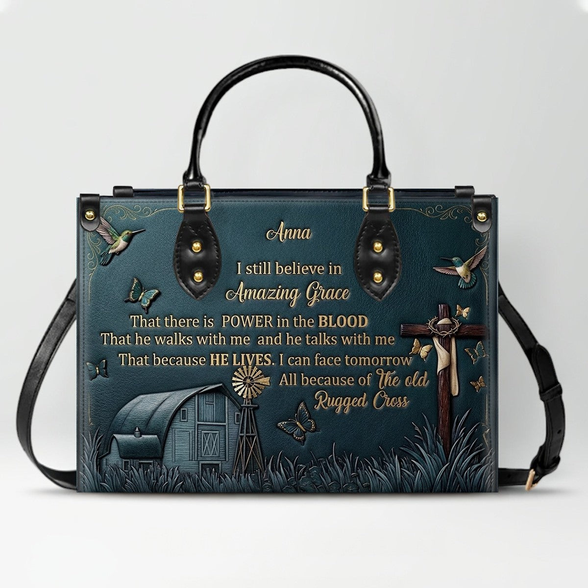 Personalized Leather Handbag for Women, Custom Christian Amazing Grace Purse with Name - CHRISTIANARTBAG CAB02100426
