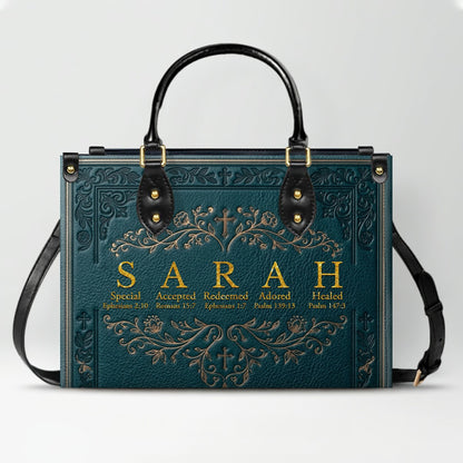 CHRISTIANARTBAG Personalized Name Meaning Bible Verse Leather Handbag - Custom Christian Acrostic Name Tote Bag for Women - CAB01101526