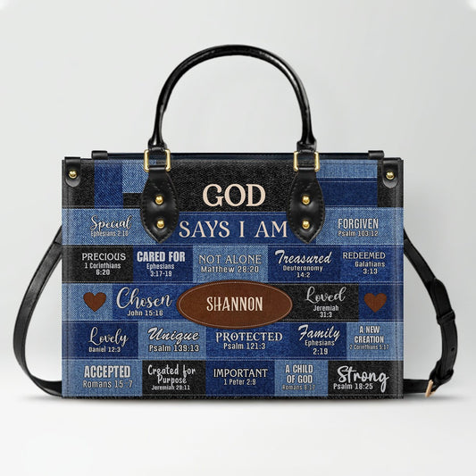 Christianartbag Handbags, God Says I Am Strong Leather Bags, Personalized Bags, Gifts for Women, Christmas Gift, CABLTB01300723.