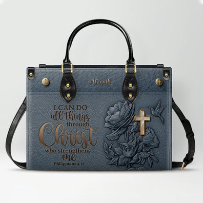 Custom Name Christian Leather Handbag & Wallet Set - Personalized Bible Verse Tote Bag | CHRISTIANARTBAG 01072726