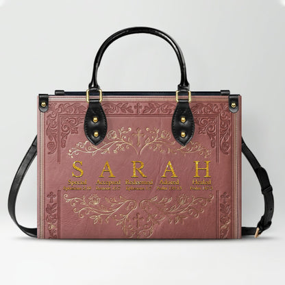CHRISTIANARTBAG Personalized Name Meaning Bible Verse Leather Handbag - Custom Christian Acrostic Name Tote Bag for Women - CAB01101526