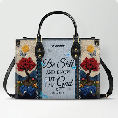 Personalized Christian Leather Handbag with Custom Name & Bible Verse - 3D Tree Art Tote Bag for Women - Faith-Based Inspirational Gift - CHRISTIANARTBAG
