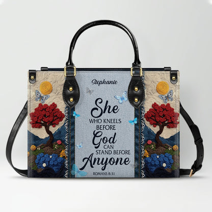 Personalized Christian Leather Handbag with Custom Name & Bible Verse - 3D Tree Art Tote Bag for Women - Faith-Based Inspirational Gift - CHRISTIANARTBAG