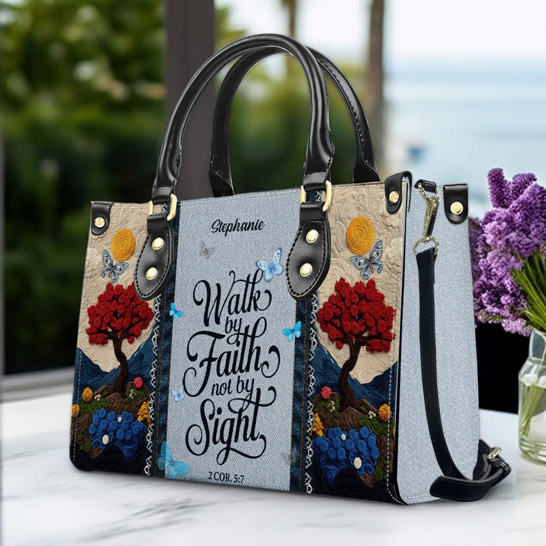 Personalized Christian Leather Handbag with Custom Name & Bible Verse - 3D Tree Art Tote Bag for Women - Faith-Based Inspirational Gift - CHRISTIANARTBAG