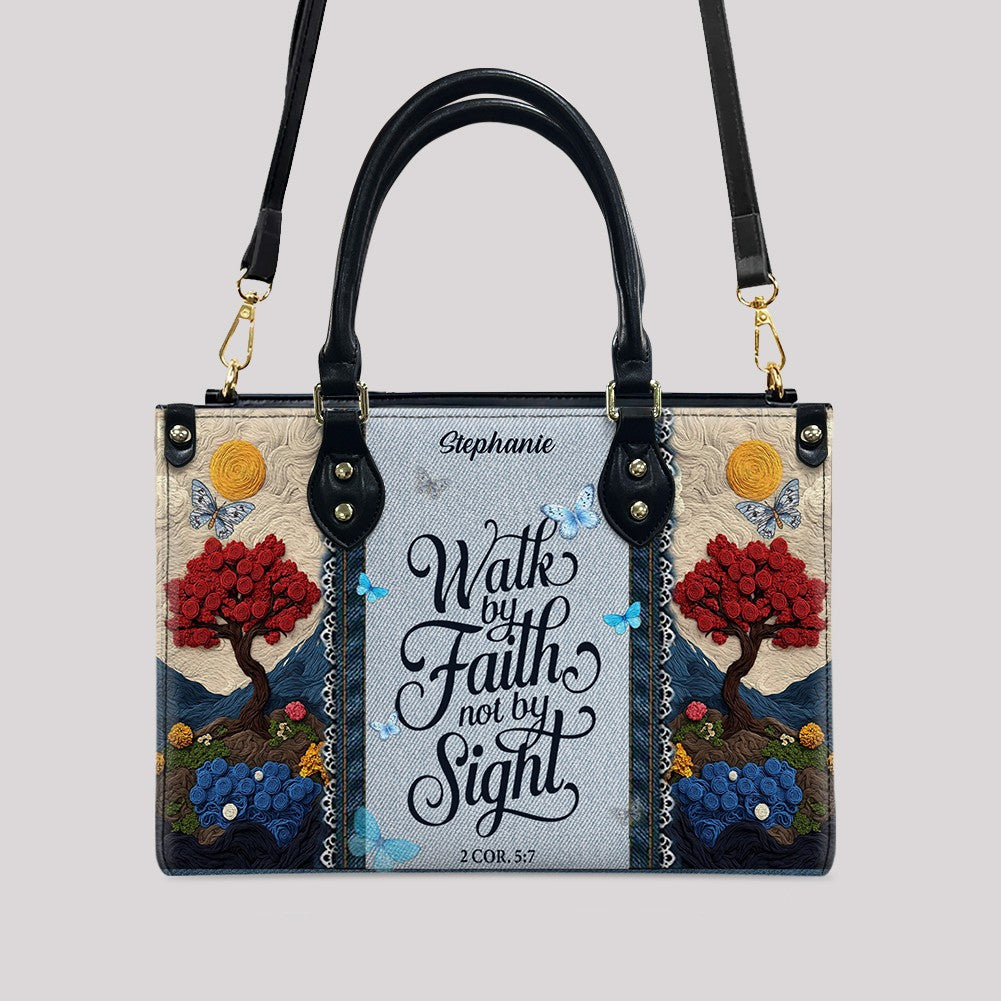 Personalized Christian Leather Handbag with Custom Name & Bible Verse - 3D Tree Art Tote Bag for Women - Faith-Based Inspirational Gift - CHRISTIANARTBAG