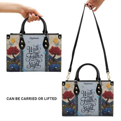 Personalized Christian Leather Handbag with Custom Name & Bible Verse - 3D Tree Art Tote Bag for Women - Faith-Based Inspirational Gift - CHRISTIANARTBAG