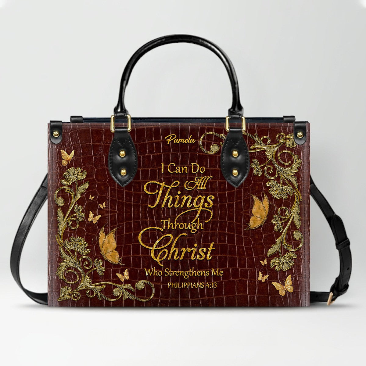 CHRISTIANARTBAG Handbags Albino Croc - Custom Bible Verses Name & Color - Personalized Leather Handbag - CABLTB04012226