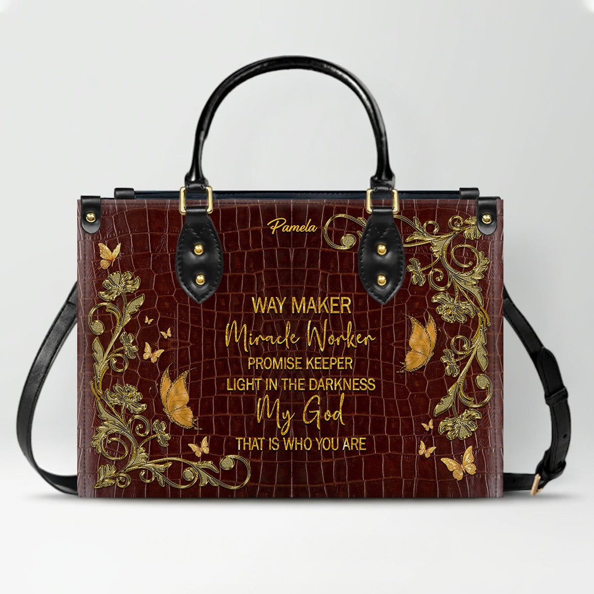 CHRISTIANARTBAG Handbags Albino Croc - Custom Bible Verses Name & Color - Personalized Leather Handbag - CABLTB04012226