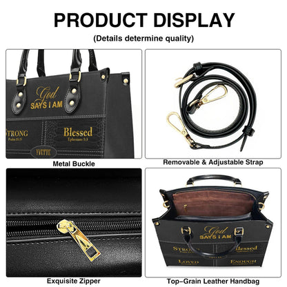 Personalized “God Says I Am” Leather Handbag for Christian Women – Custom Name & Color | CHRISTIANARTBAG 01122225