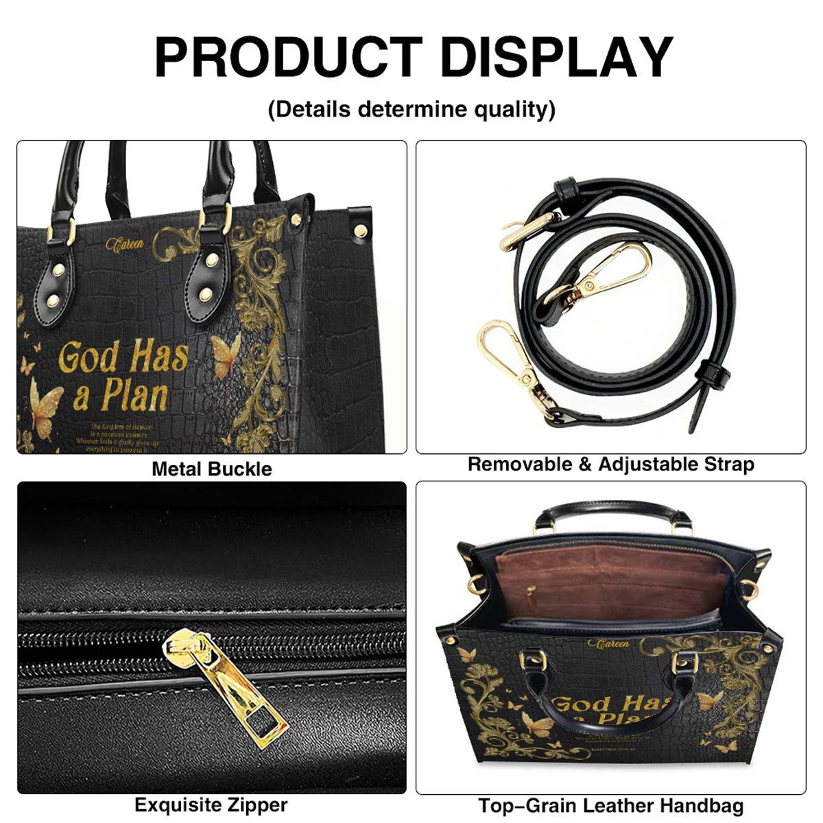 Personalized Leather Handbag for Christian Women – Daughter of the King Faith Purse, Custom Name & Bible Verse | CHRISTIANARTBAG