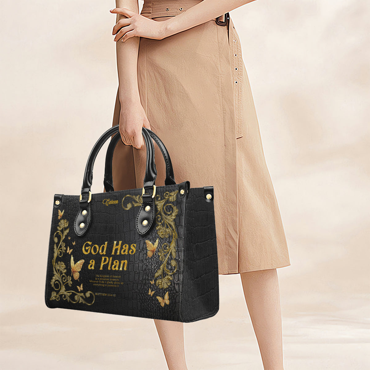 Personalized Leather Handbag for Christian Women – Daughter of the King Faith Purse, Custom Name & Bible Verse | CHRISTIANARTBAG