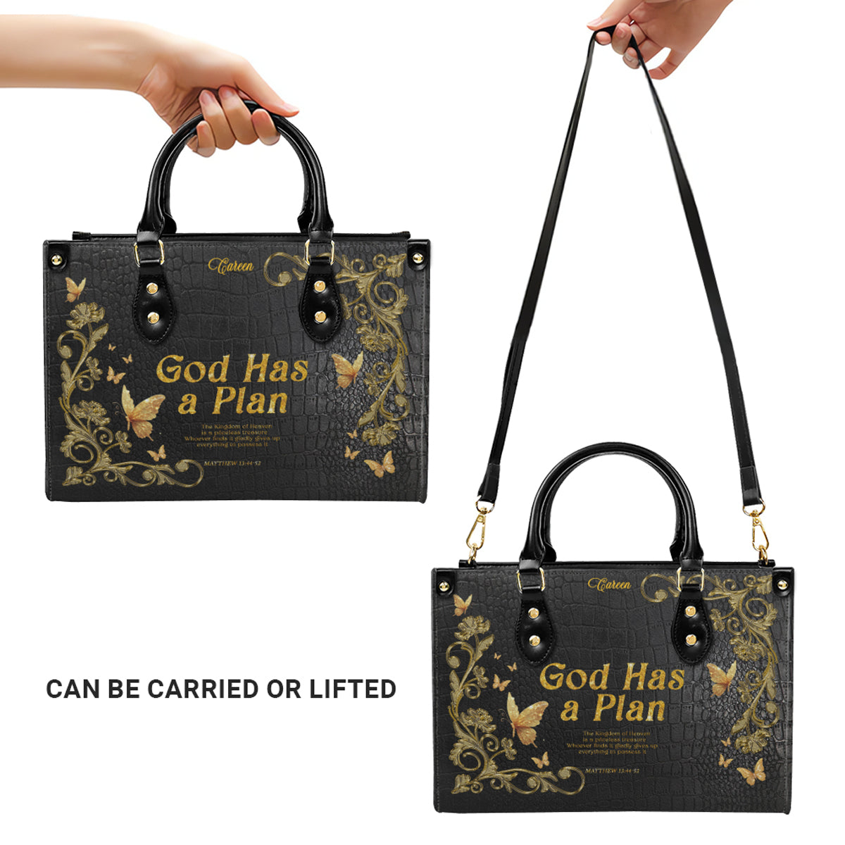 Personalized Leather Handbag for Christian Women – Daughter of the King Faith Purse, Custom Name & Bible Verse | CHRISTIANARTBAG